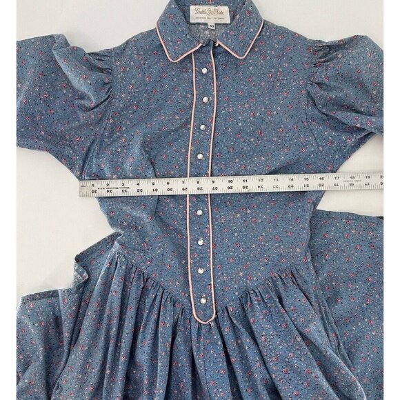 Cattle Kate‎ Blue Microfloral Western Snap Maxi Dress Sz 10, Country, Cowgirl - Picture 8 of 9